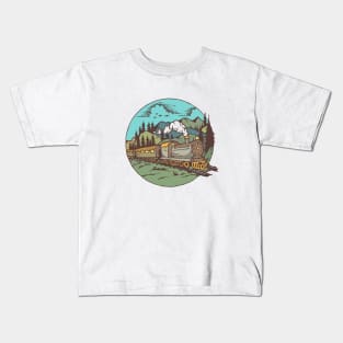 Train Western Landscape Kids Tshirt Kids T-Shirt